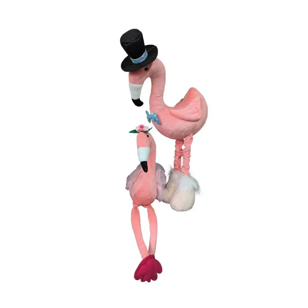 Pink Flamingo Plush Stuffed Animal‎ Set Top Hat Tutu Tropical Decor 22 Inch